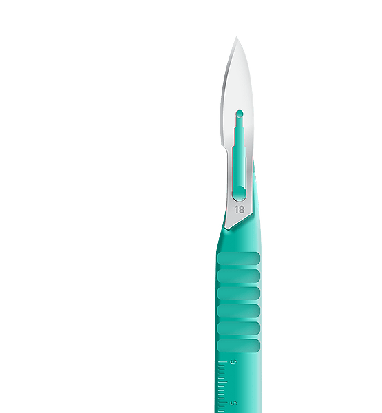 Скальпель одноразовый стандартный со съемным защитным колпачком 