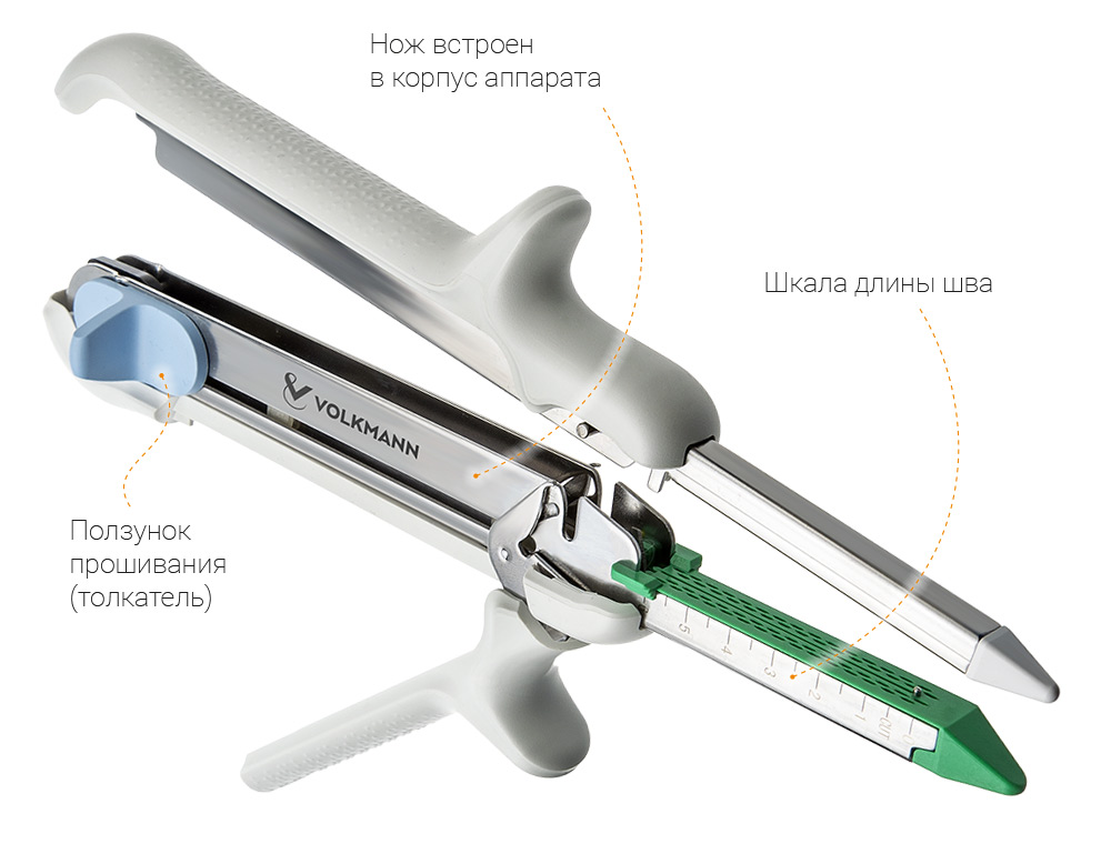 Линейные сшивающе-режущие аппараты Volkmann с ножом, интегрированным в аппарат