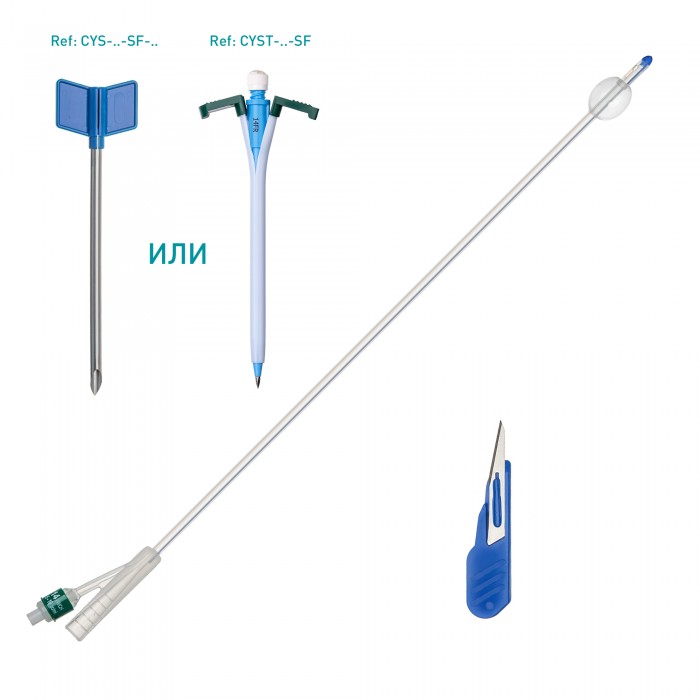 Наборы для надлобковой цистостомии  
 с Катетером с силиконовым катетером Фолея