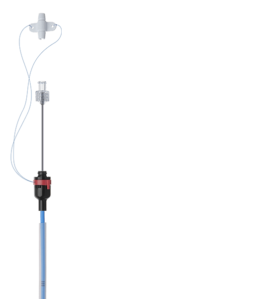 Нефростомический кататетер с J-образным наконечником проксимальный конец с петлей для удержания изниба наконечника