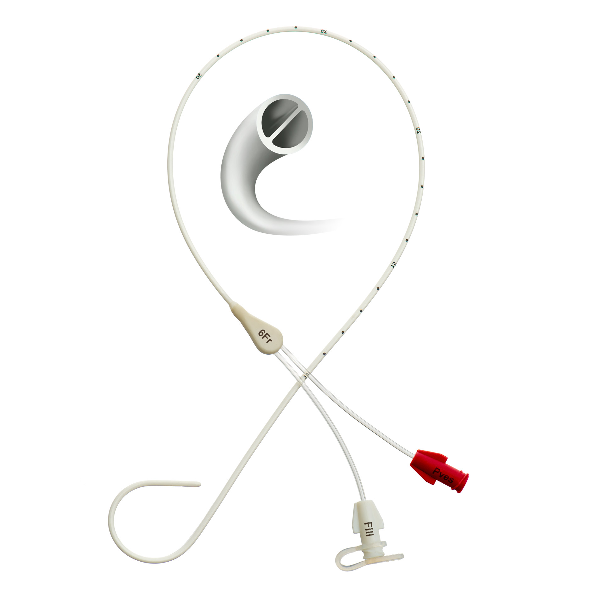 Размерный ряд катетеров для уродинамических исследований двухпросветных Volkmann