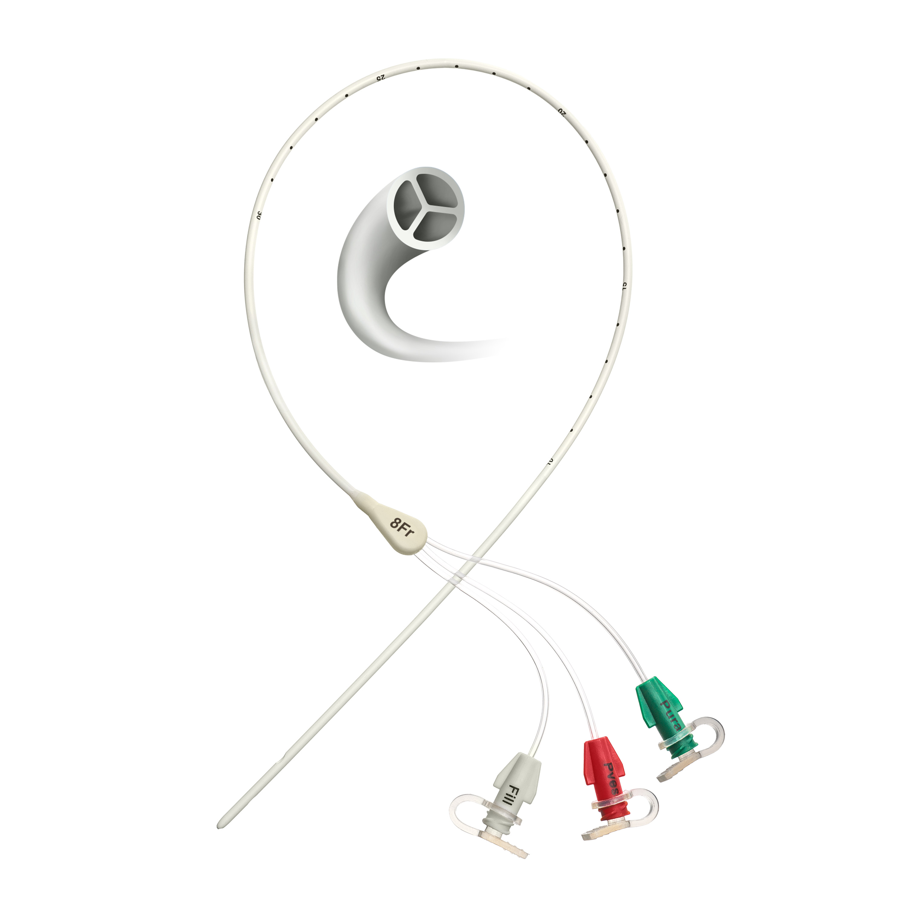 Размерный ряд катетеров для уродинамических исследований трехпросветных Volkmann