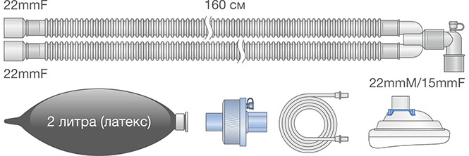 Контуры анестезиологические взрослые гофрированные. Ref: 0114-MR122-04