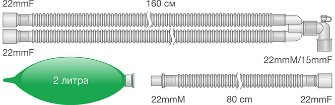 Контуры анестезиологические взрослые гофрированные. Ref: 0114-MR122-16