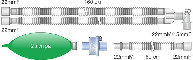 Контуры анестезиологические взрослые гофрированные. Ref: 0114-MR122-17